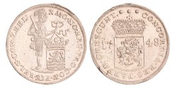 Zilveren dukaat - Piedfort. Zeeland. 1748. Prachtig / UNC.