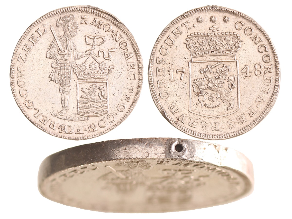 Zilveren dukaat - Piedfort. Zeeland. 1748. Prachtig / UNC.