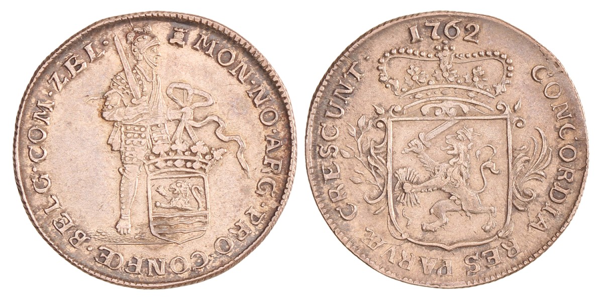 Kwart zilveren dukaat. Zeeland. 1762. Prachtig.