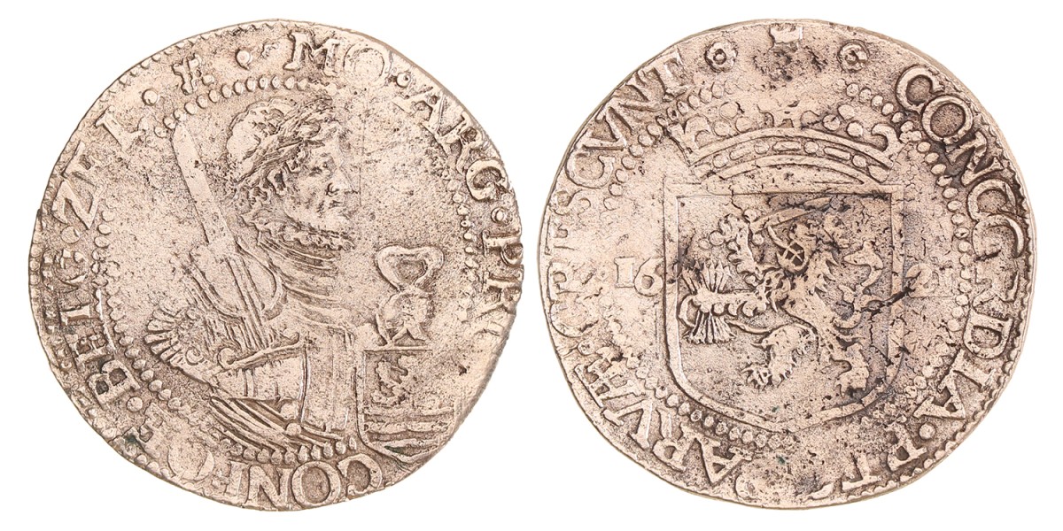 Nederlandse rijksdaalder. Zeeland. 1621. Fraai / Zeer Fraai.