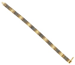 18 kt. Geelgouden vintage armband bezet met ca. 0.46 ct. diamant en ca. 9.60 ct. natuurlijke saffier.
