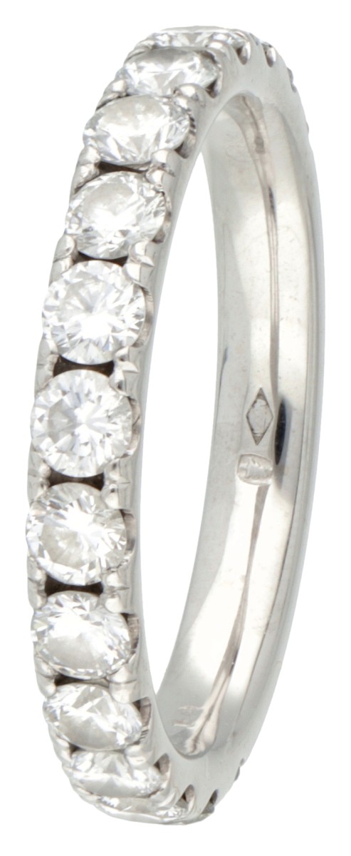14 kt. Witgouden alliance ring bezet met ca. 1.12 ct. diamant.