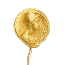 18 kt. Geelgouden art nouveau reversspeld getiteld 'The Night' door Frederic de Vernon.