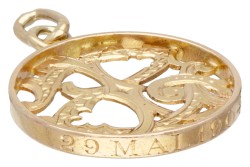 14 kt. Geelgouden art nouveau monogram hanger.