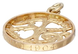 14 kt. Geelgouden art nouveau monogram hanger.