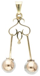 14 kt. Geelgouden vintage hanger bezet met twee roosgeslepen diamanten.