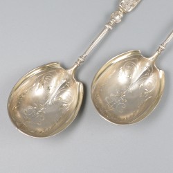 2-delige set compote-lepels zilver.