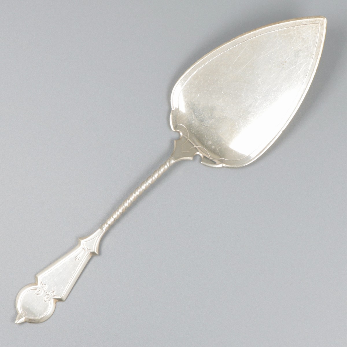 Taartschep zilver.