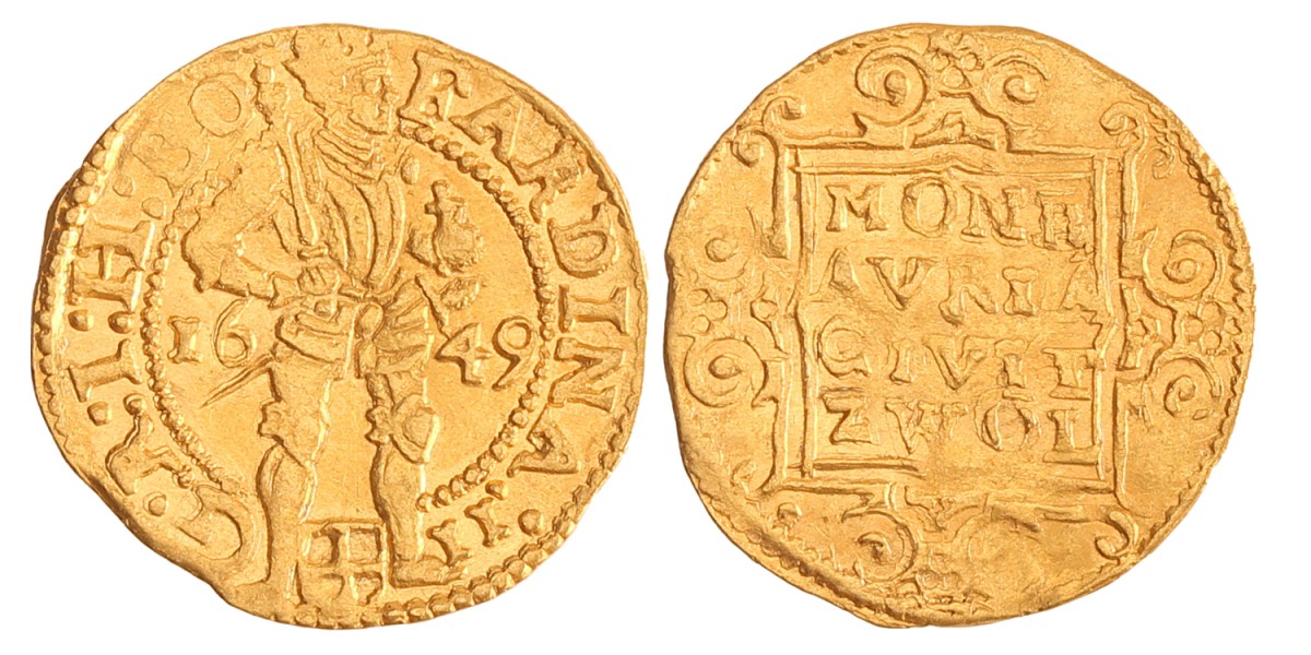 Gouden dukaat. Zwolle. 1649. MS 61.