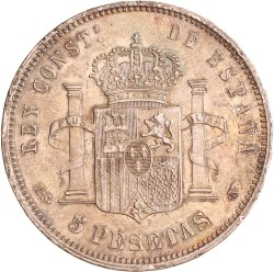 Spain. Alfonso XII. 5 pesetas. 1885 (1886).