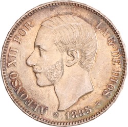 Spain. Alfonso XII. 5 pesetas. 1885 (1886).