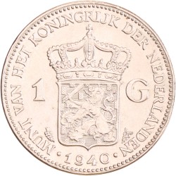 1 Gulden. Wilhelmina in Londen. 1940. Zeer Fraai +.