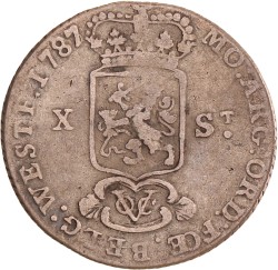 Halve gulden van X stuiver. V.O.C. (West-Friesland). 1787. Zeer Fraai.