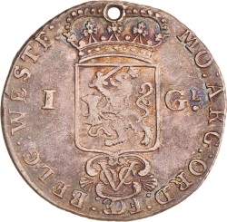 1 gulden. V.O.C. (West-Friesland). 1786/64. Zeer Fraai +.
