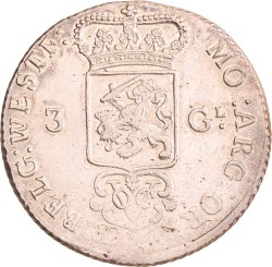 3 gulden. V.O.C. (West-Friesland). 1786. Zeer Fraai +.