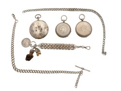 Lot (3) zakhorloges met ketting - Heren zakhorloge.