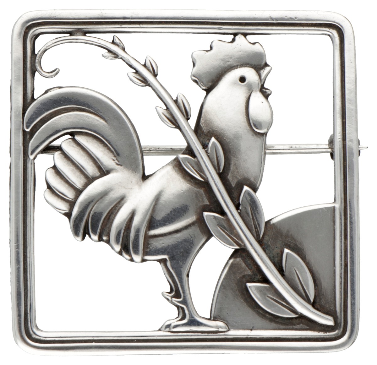 Sterling zilveren vintage no.276 'Cockerel' broche door Arno Malinowski voor Georg Jensen.