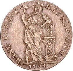 ¼ gulden. W.I.C. Utrecht. 1794. Prachtig +.