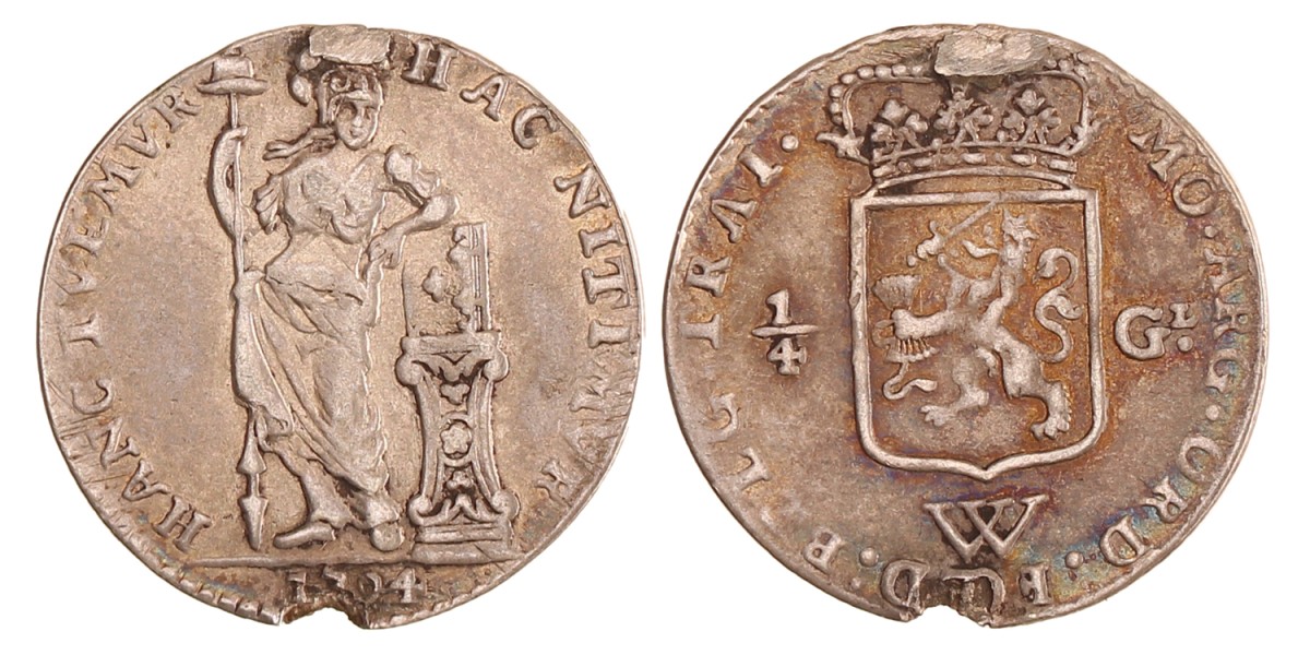 ¼ gulden. W.I.C. Utrecht. 1794. Fraai +.