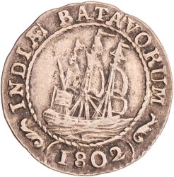 1/8 gulden. Eerste emissie. Nederlands-Indië. 1802. Zeer Fraai.