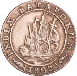 ¼ gulden. Nederlands-Indië. 1802. Zeer Fraai +.