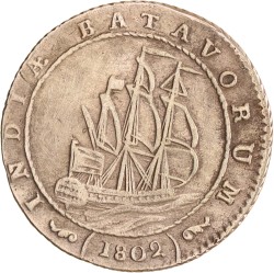 1 gulden. Nederlands-Indië. 1802. Zeer Fraai +.