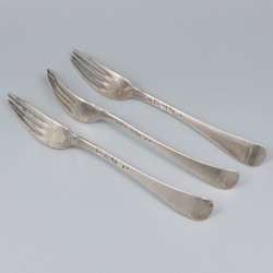 3-delige set dinervorken (Rotterdam, Rudolph Sondag 1780-1798) zilver.