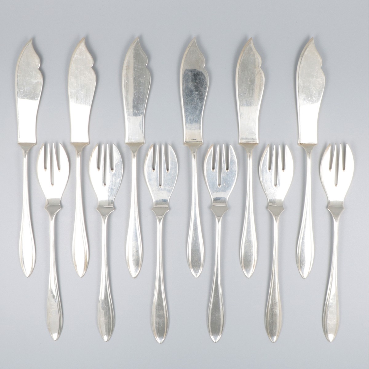 12-delige set visbestek zilver.