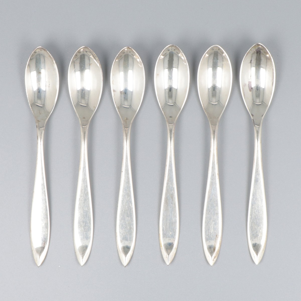 6-delige set theelepels zilver.