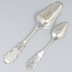 12-delige set koffielepels en suikerschep zilver.