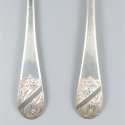 6-delige set dinerlepels zilver.