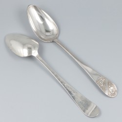 6-delige set dinerlepels zilver.