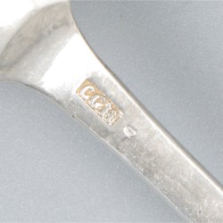 6-delige set dinerlepels zilver.