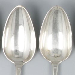 6-delige set dinerlepels zilver.