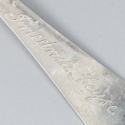 6-delige set dinerlepels zilver.