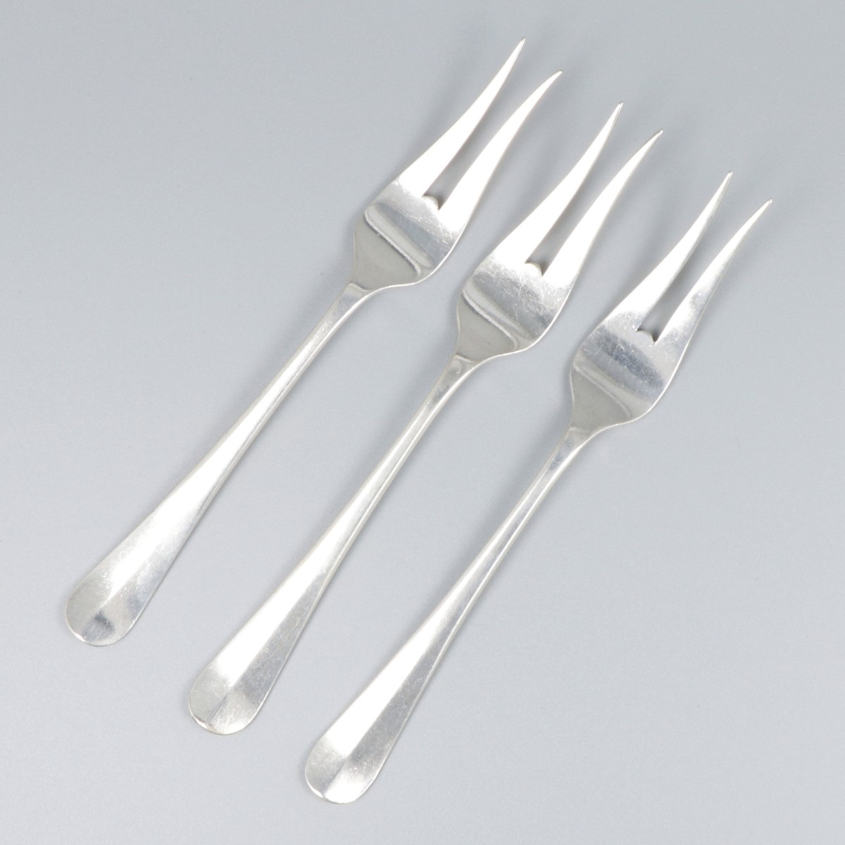 3-delige set vleeswarenvorken zilver.