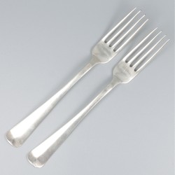 6-delige set dinervorken Haags lofje zilver.