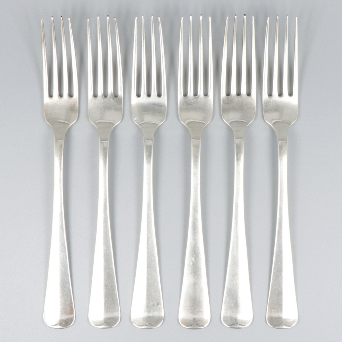 6-delige set dinervorken Haags lofje zilver.