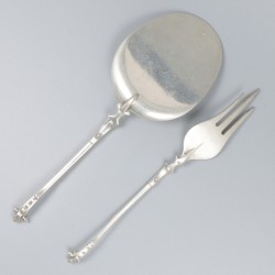 2-delig lot taartschep & cakevork zilver.