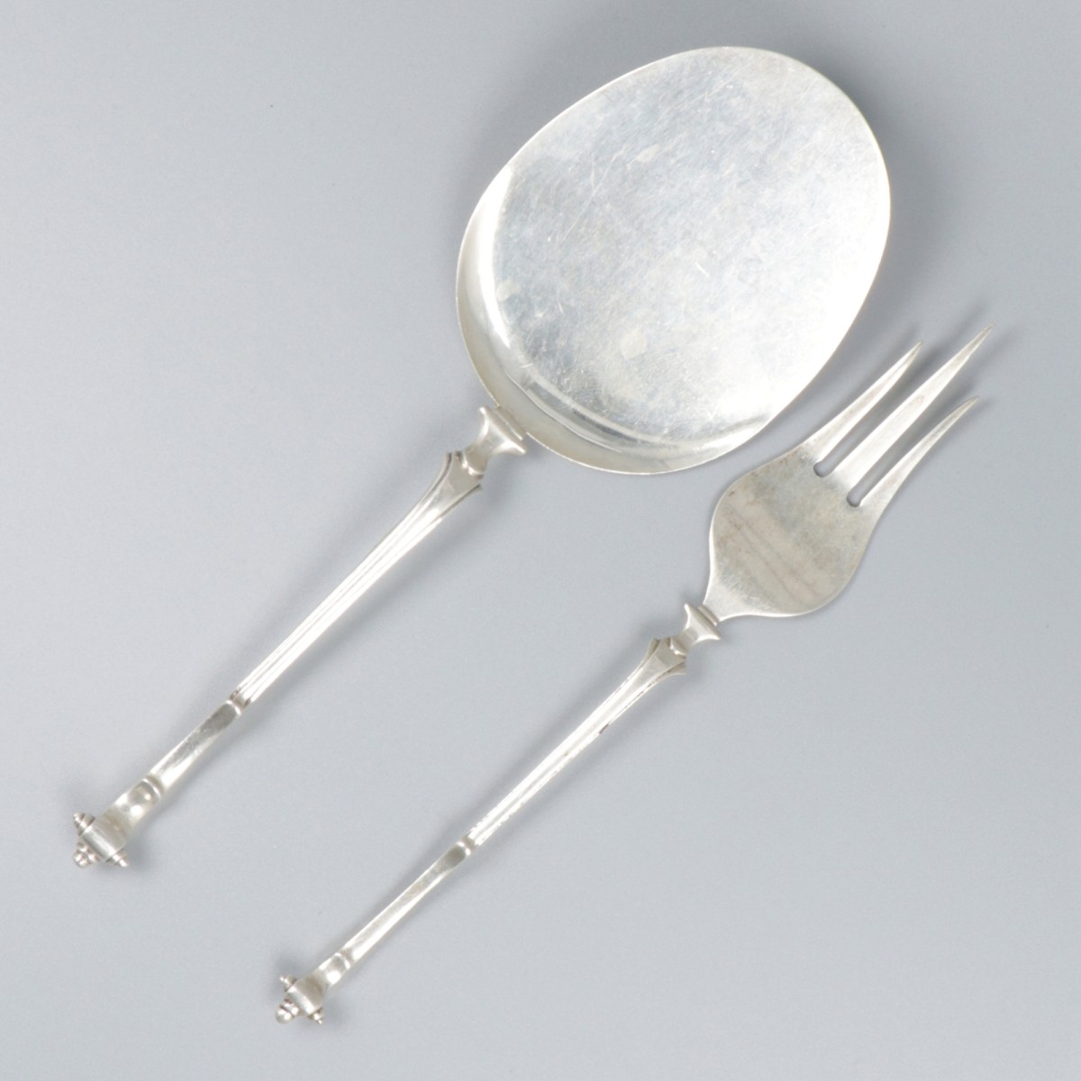 2-delig lot taartschep & cakevork zilver.