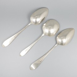 3-delige set scheplepels Hollands puntfilet zilver.