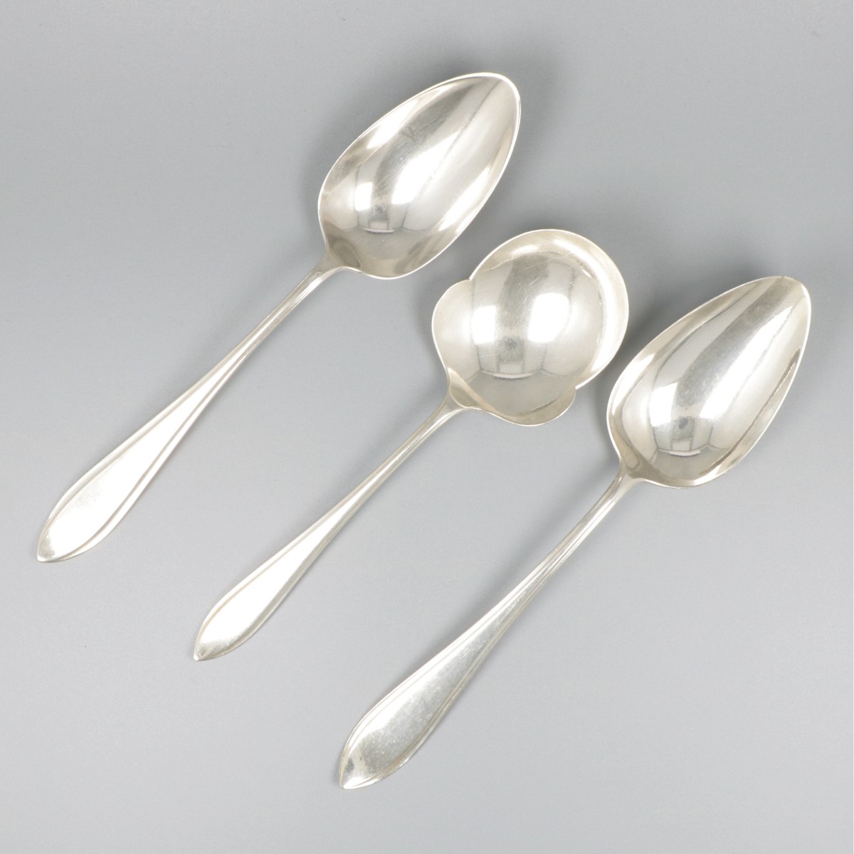 3-delige set scheplepels Hollands puntfilet zilver.