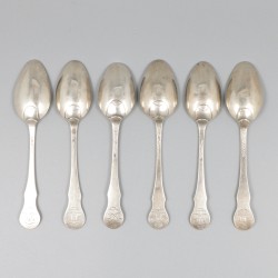 6-delige set theelepeltjes zilver.