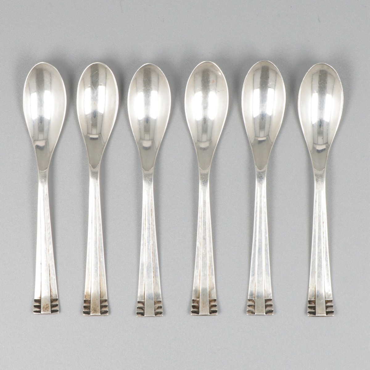 6-delige set mokkalepels zilver.