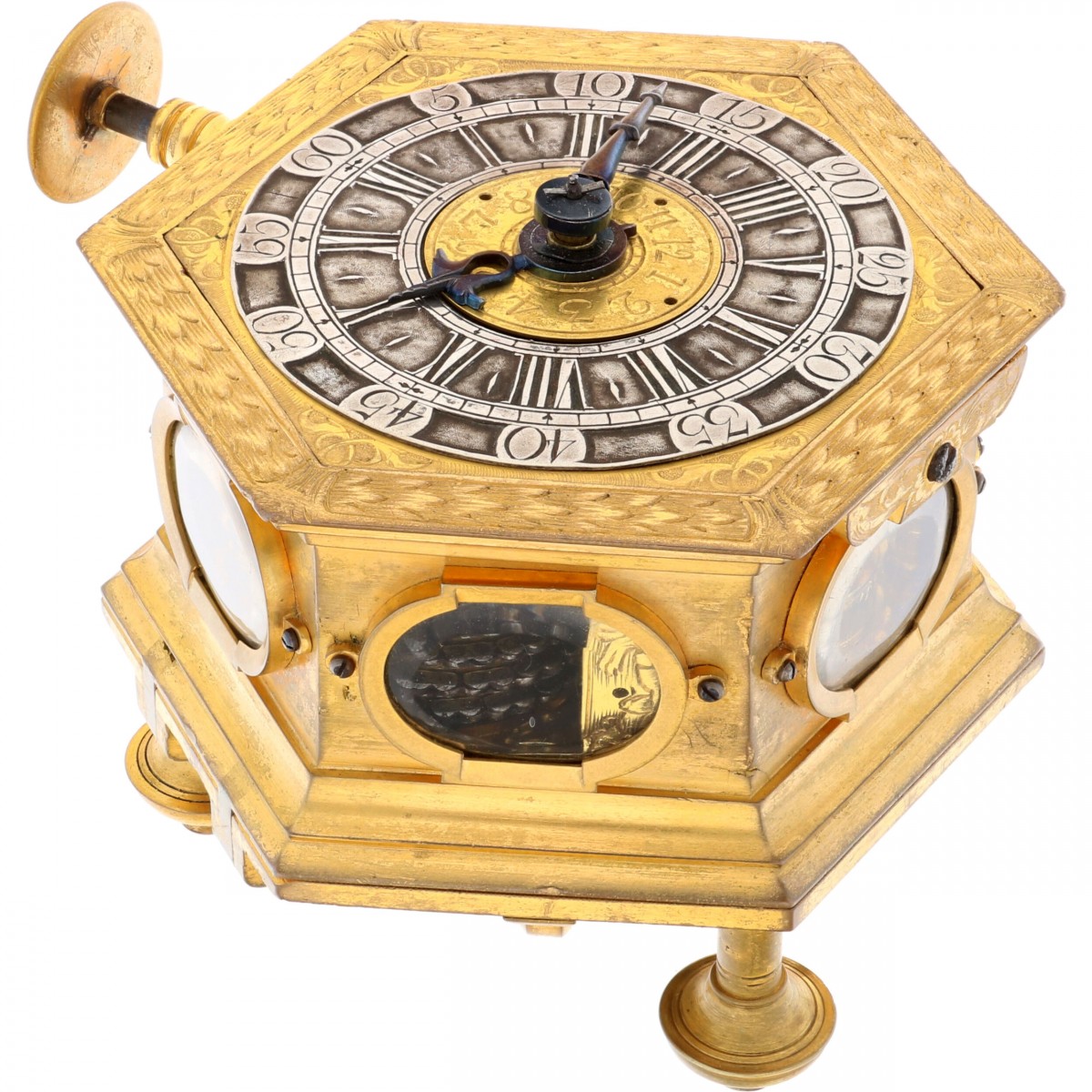 Doosklok miniatuur 7,5 minuten repetitie met wekkerwerk, Joseph Jans Passau, Duitsland - ca. 1710