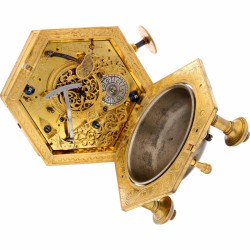 Doosklok miniatuur 7,5 minuten repetitie met wekkerwerk, Joseph Jans Passau, Duitsland - ca. 1710
