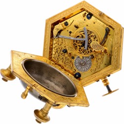 Doosklok miniatuur 7,5 minuten repetitie met wekkerwerk, Joseph Jans Passau, Duitsland - ca. 1710