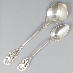 6-delige set koffielepels & suikerschep zilver.