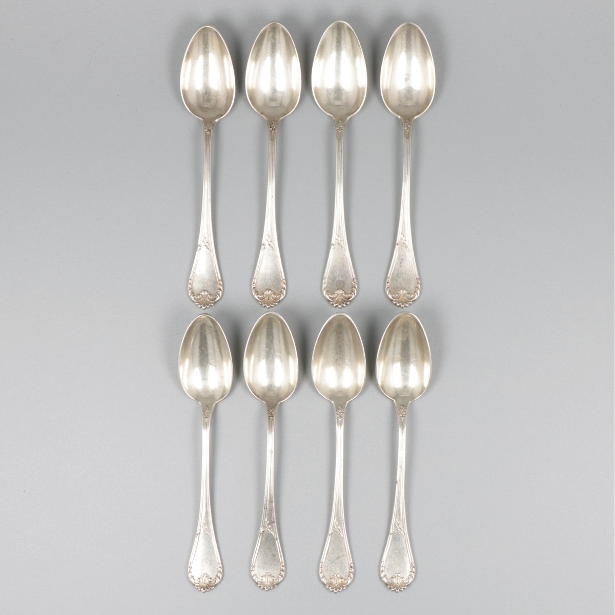 8-delige set koffielepels zilver.