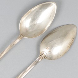 10-delige set thee- / koffielepels zilver.